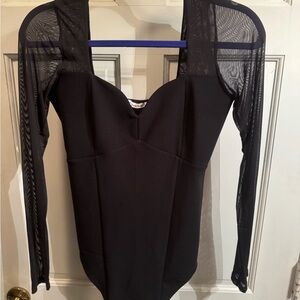 Abercrombie & Fitch Black Sheer Sleeve Bodysuit